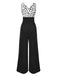 Schwarz 1930er Halloween Fledermaus Patchwork Jumpsuit