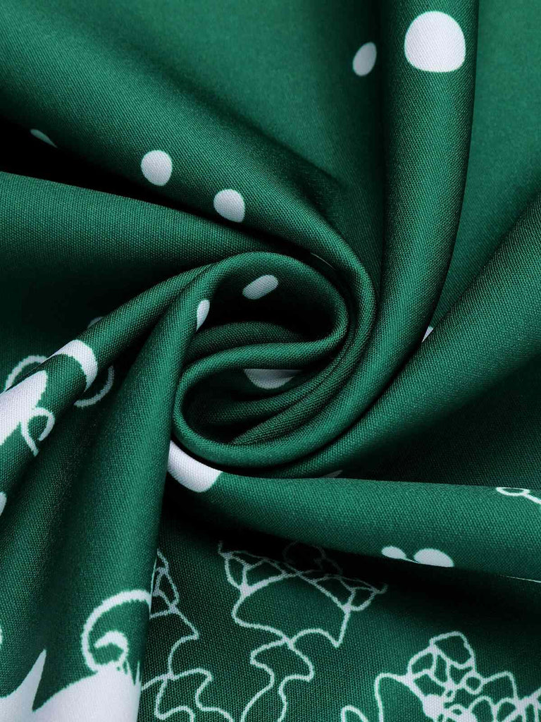 Schwarz 1950er Weihnachten Schneeflocke Off-Shoulder Kleid