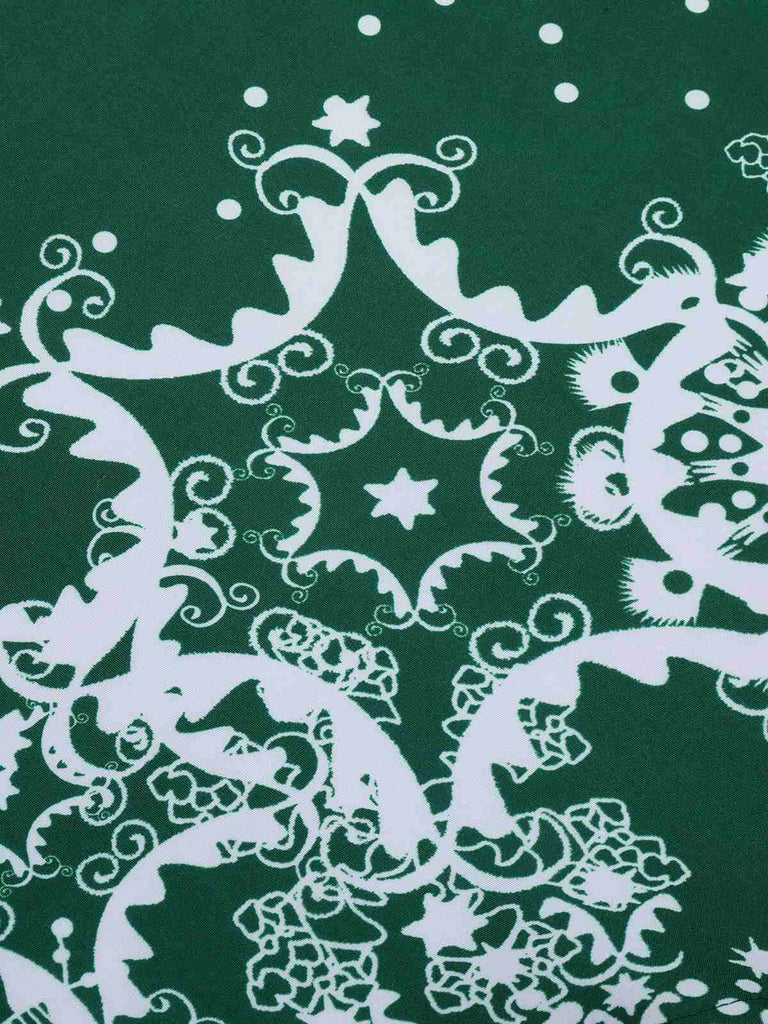 Schwarz 1950er Weihnachten Schneeflocke Off-Shoulder Kleid