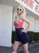 Rot & Blau 1950er Chevron Streifen Gurt Romper