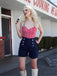 Rot & Blau 1950er Chevron Streifen Gurt Romper