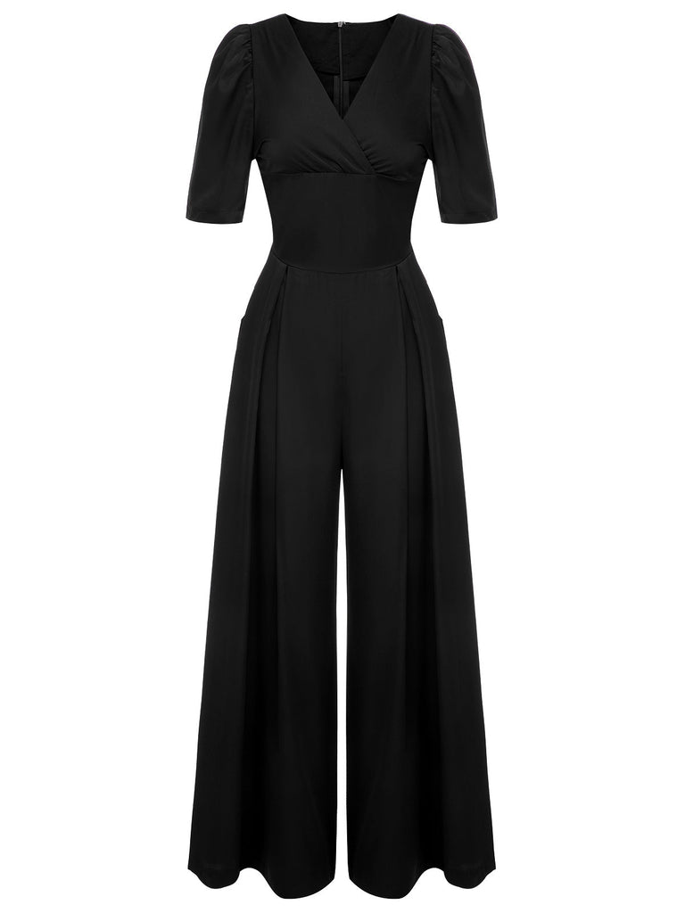 1930er Puff Kurzarm Weites Bein Jumpsuit