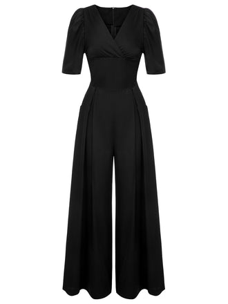 1930er Puff Kurzarm Weites Bein Jumpsuit