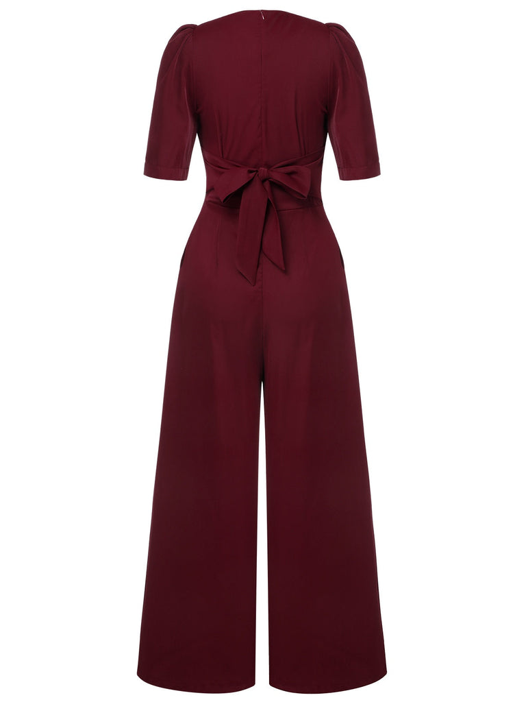 1930er Puff Kurzarm Weites Bein Jumpsuit