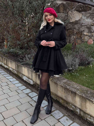 Weihnachten Pelzkragen Taillierter Winter Mantel