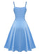 [Vorverkauf] Blau 1950er Spaghetti Träger Patchwork Kleid