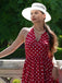 Rot 1950er Polka Dot Halter Kleid