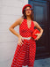 Rot 1950er Polka Dot Halter Kleid