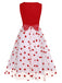 Rot 1950er Herz Bogen Ärmelloses Kleid