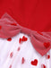 Rot 1950er Herz Bogen Ärmelloses Kleid