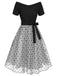[Vorverkauf] Schwarz 1950er Tupfen Netz Schulterfrei Kleid
