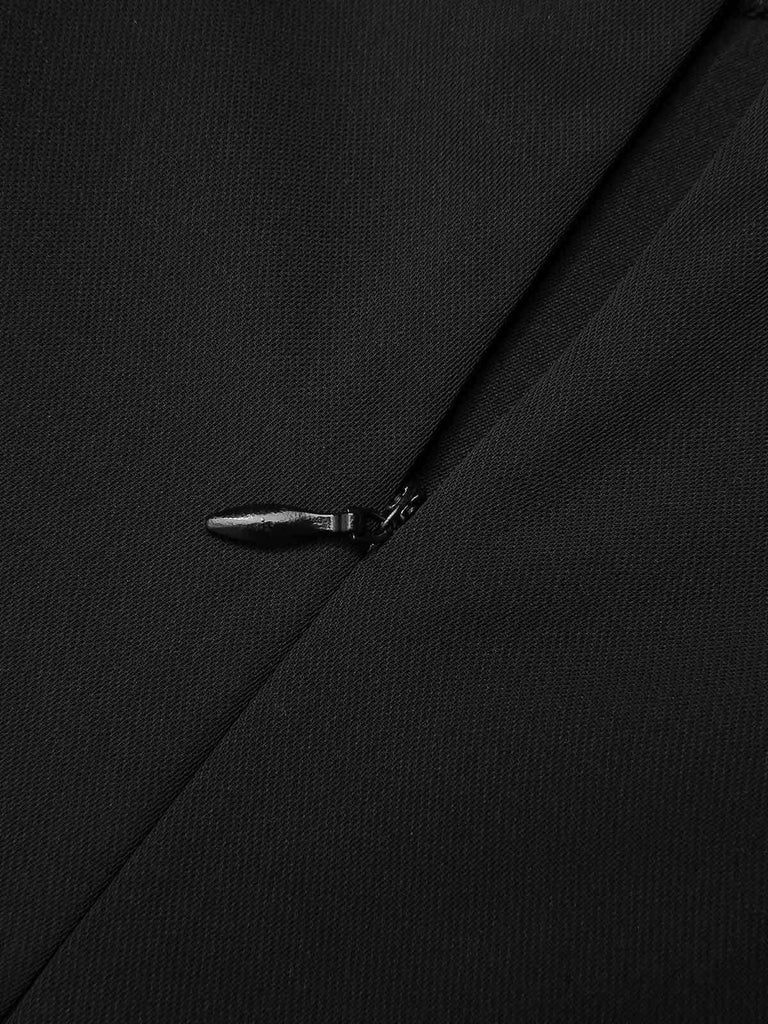 [Vorverkauf] Schwarz 1950er Tupfen Netz Schulterfrei Kleid