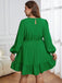[Übergröße] Grün 1940er Glockenärmel Rüschensaum Kleid