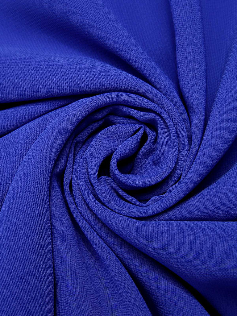 Blau 1950er Solide Chiffon Halter Kleid