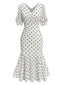 [Vorverkauf] Grün 1930er Polka Dot Meerjungfrauenkleid