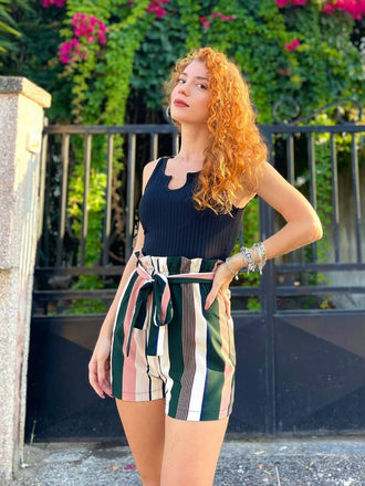 1950er Streifen Gestrickter Gürtel Romper