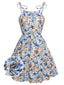[Vorverkauf] 1960er Ölgemälde Gänseblümchen Schulterschnürung Kleid