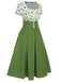 [Vorverkauf] Grün 1950er Glücksklee Geknöpftes Kleid