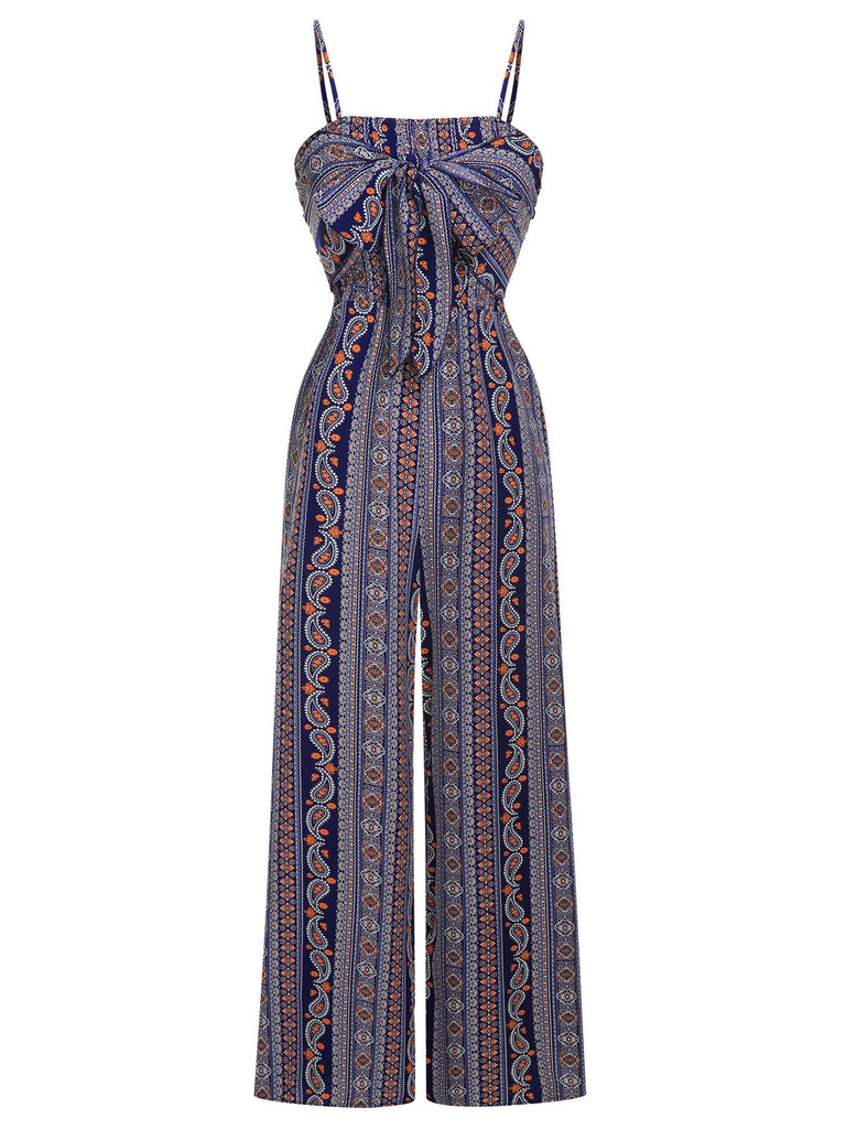 1930er Spaghetti Träger Schnüren Bohemian Jumpsuit