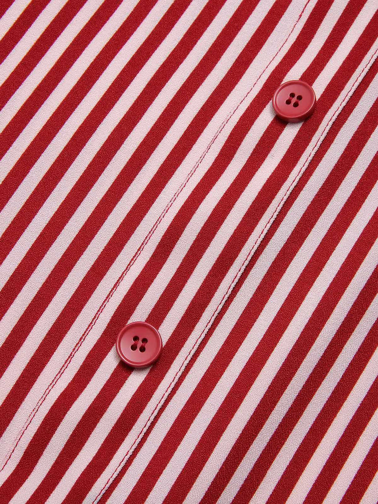 [Vorverkauf] 2PCS Rot 1940er Revers Tops & Streifenrock