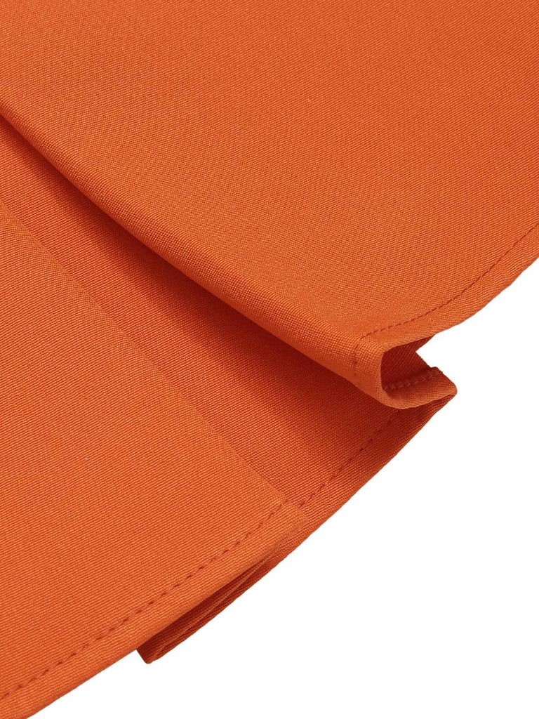[Vorverkauf] Orange Rot 1960er Solide Knöpfen Rock mit Gürtel