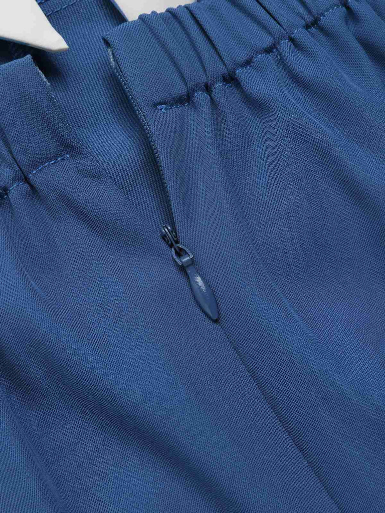 [Vorverkauf] Blau 1950er Streifen Rückengurt Romper