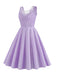 1950er Solide Spitze Patchwork V-Ausschnitt Kleid