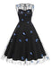 1950er Rundhals Stickerei Schmetterling Masche Kleid