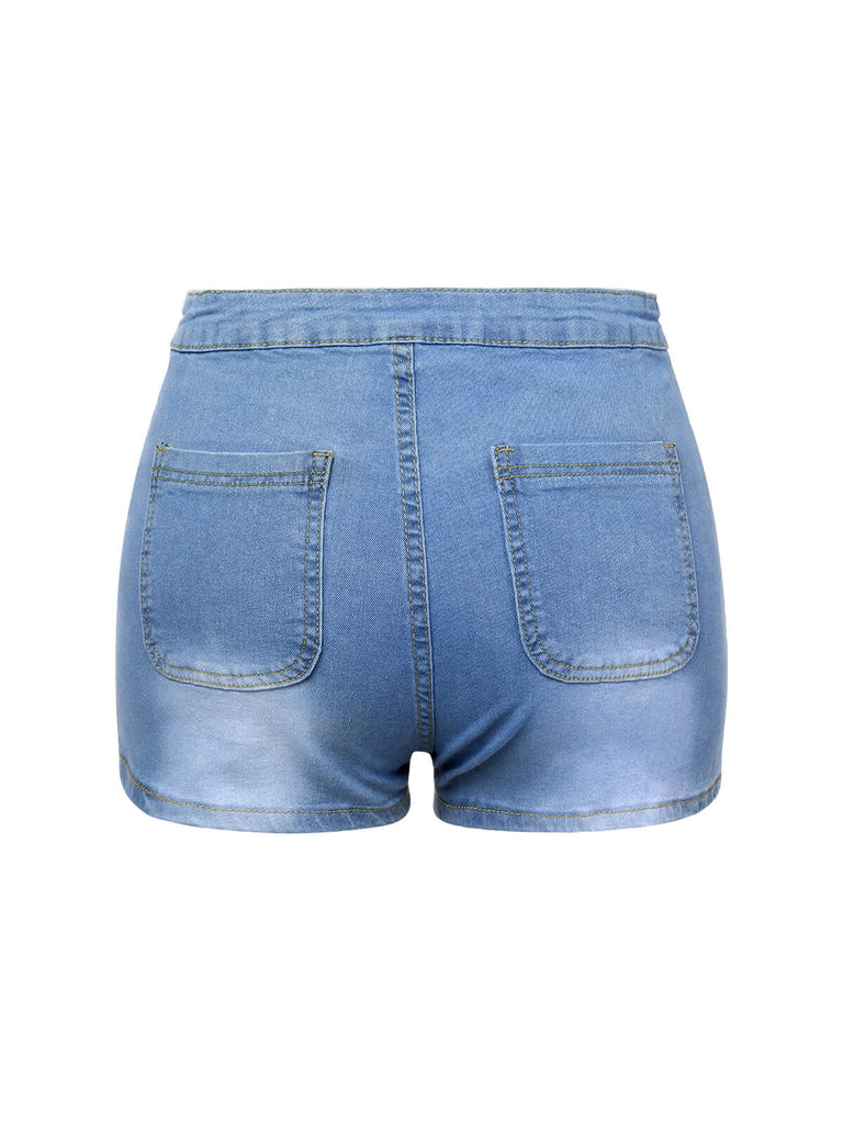 1960er Solide ColoRot Jeans Shorts