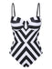 1960er Schwarz Weiß Kontrast Streifen Badeanzug