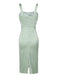 Hellgrün 1960er Solide Falten Kleid