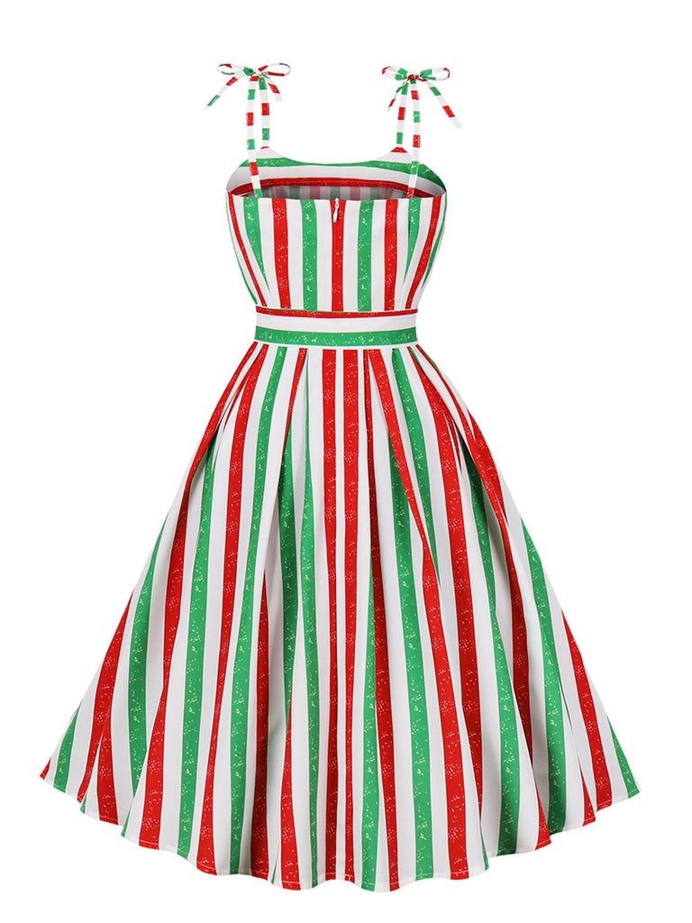1950er Spaghetti Träger Streifen Farbe-Patchwork Kleid