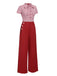 [Vorverkauf] Rot 1940er Binden Kragen Streifen Jumpsuit