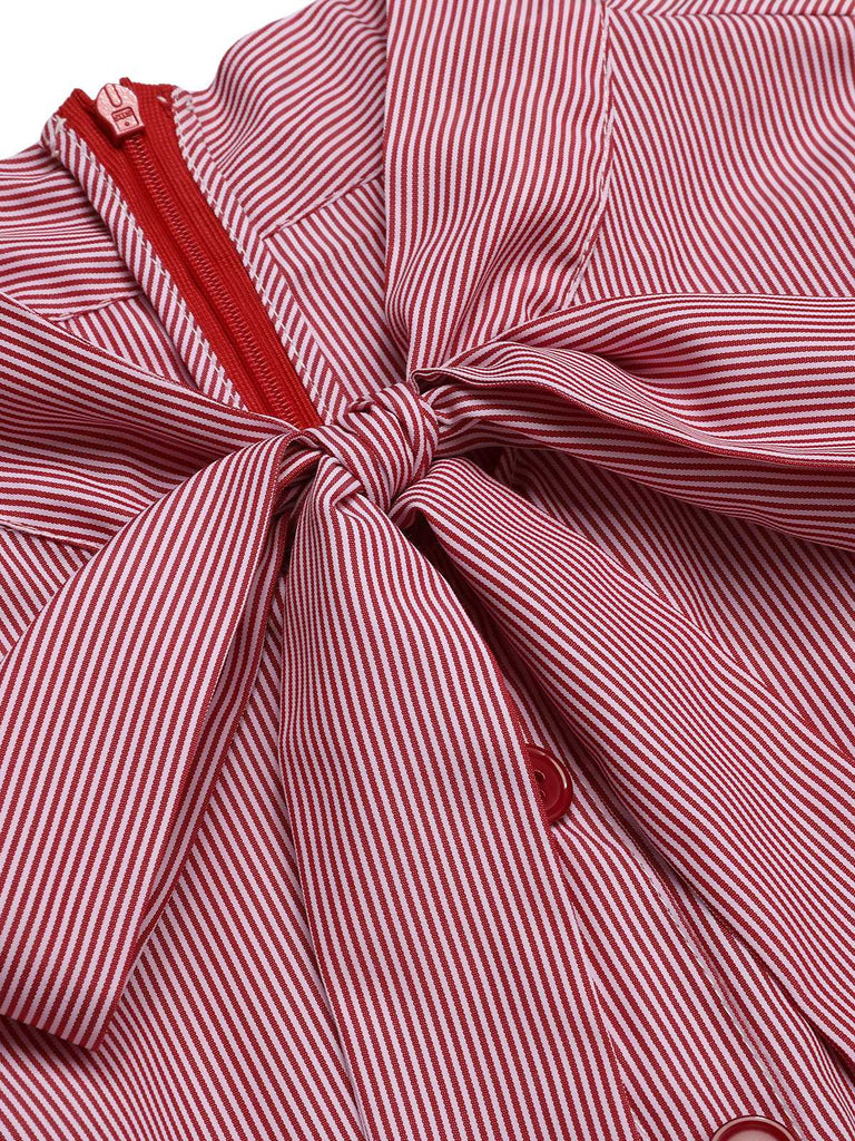 [Vorverkauf] Rot 1940er Binden Kragen Streifen Jumpsuit