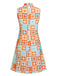 [Vorverkauf] Orange & Blau 1960er Blume Stehkragen Kleid
