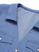 [Vorverkauf] Blau 1950er Solide Reversbluse mit Taillenschnürung