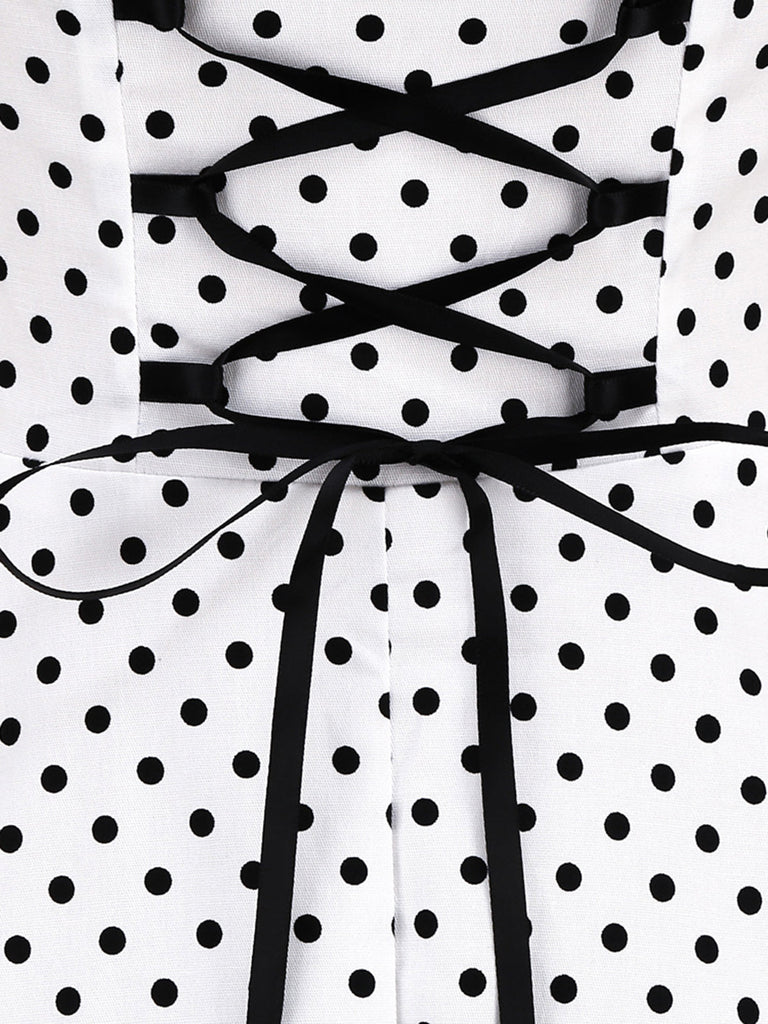 1950er Polka Dots Binden Halter Swing Kleid