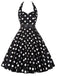 1950er Halter Kontrast Polka Dots Kleid mit Gürtel
