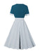 1950er Quadratischer Hals Polka Dots Bogen Kleid