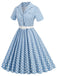 1950er Polka Dots Revers Swing Kleid mit Gürtel