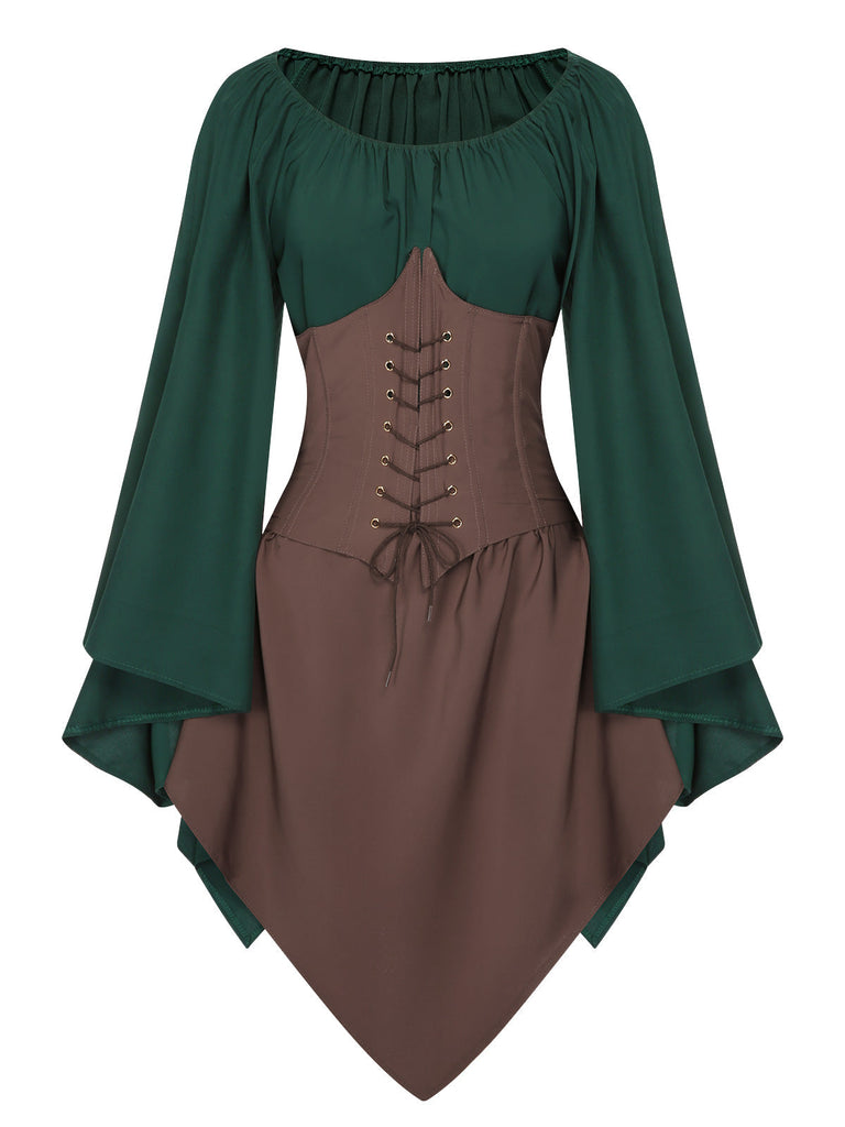 1950er Halloween Hexen Vampir Fledermausärmel Patchwork Kleid