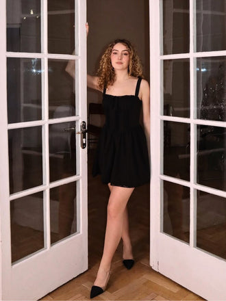 Schwarz 1950er Solide Spitze Gotisch Kleid