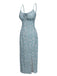Himmelblau 1960er Blümchen Bogen Knoten Kleid