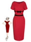 [Vorverkauf] Rot 1960er Bogen Patchwork Samt Kleid