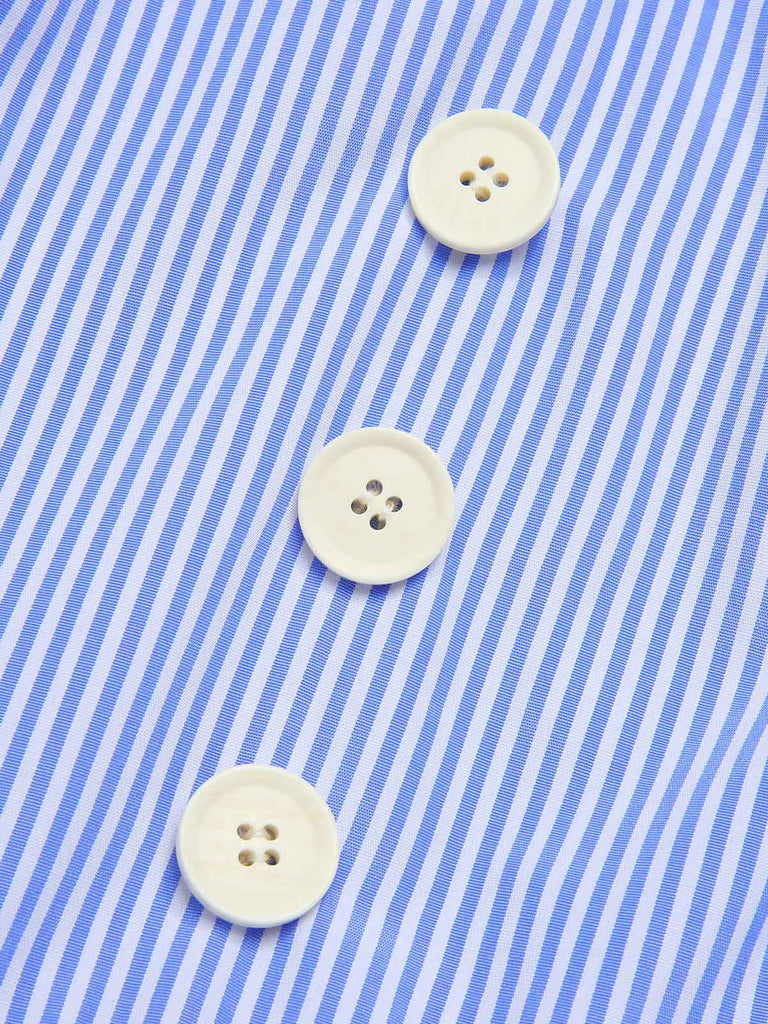 [Vorverkauf] Blau 1950er Streifen Revers Rüschen Spitzenkleid