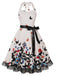 Schwarz 1950er Halter Blumen Spitzensaum Kleid