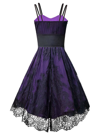 1980er Gothic Punk Spitze Bund Kleid