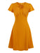 Orange 1950er Solide Schnürung Kleid