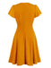 Orange 1950er Solide Schnürung Kleid