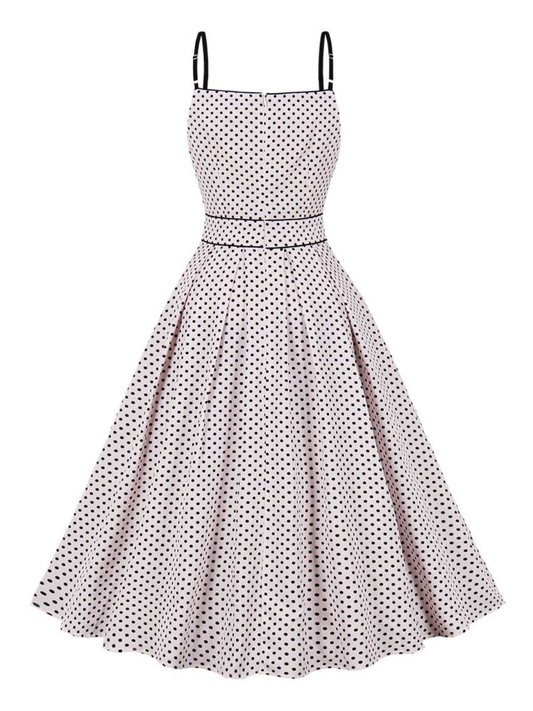 Hellrosa 1950er Polka Dots Swing Kleid